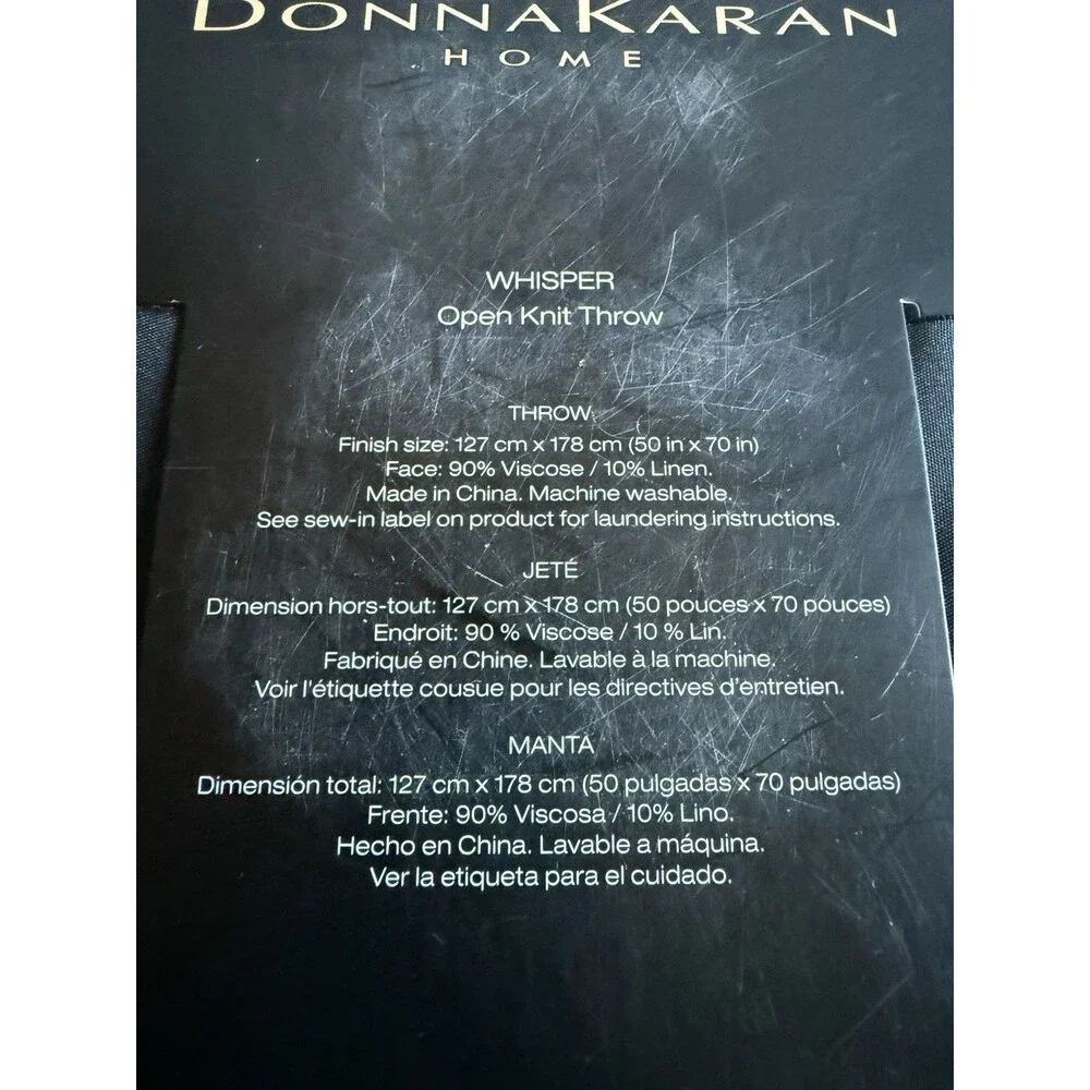 Donna Karan Open Knit Weave Throw Blanket in Natural Whisper 50x70